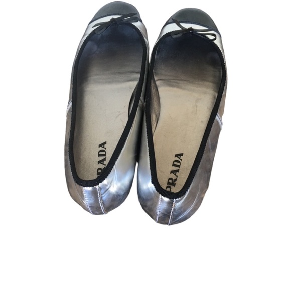 Authentic Prada flats silver/black size 38.5 - Picture 6 of 8
